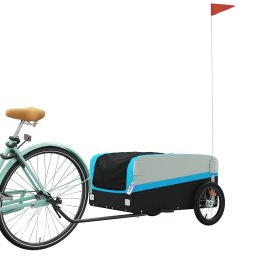 vidaXL Fietstrailer 45 kg ijzer zwart en blauw