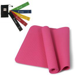Thuissport Pakket - Yogamat Roze + Weerstandsbanden