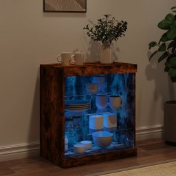 vidaXL Dressoir met LED-verlichting 60,5x37x67 cm gerookt eikenkleur