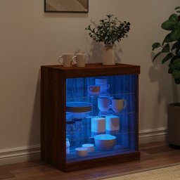 vidaXL Dressoir met LED-verlichting 60,5x37x67 cm bruin eikenkleur