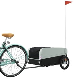 vidaXL Fietstrailer 45 kg ijzer zwart en grijs