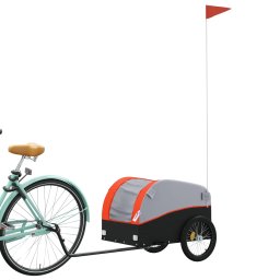 vidaXL Fietstrailer 30 kg ijzer zwart en oranje