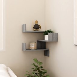 vidaXL Hoekwandschap 40x40x50 cm bewerkt hout grijs sonoma eikenkleur