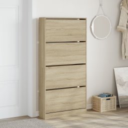 vidaXL Schoenenkast met 4 klaplades 80x21x163,5 cm sonoma eikenkleurig