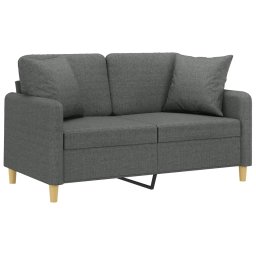 vidaXL Tweezitsbank met sierkussens 120 cm stof donkergrijs