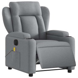 vidaXL Massagestoel elektrisch verstelbaar stof lichtgrijs