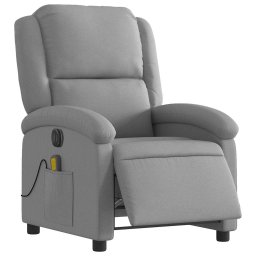 vidaXL Massagestoel elektrisch verstelbaar stof lichtgrijs