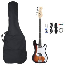 vidaXL Basgitaar voor beginners elektrisch met tas 4/4 46" bruin wit