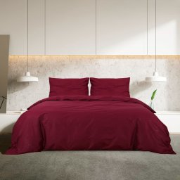 vidaXL Dekbedovertrekset 155x220 cm katoen bordeauxrood