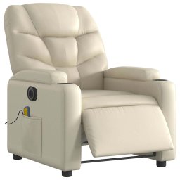 vidaXL Massagestoel verstelbaar elektrisch kunstleer crèmekleurig