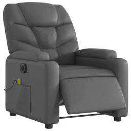 vidaXL Massagestoel verstelbaar elektrisch kunstleer grijs