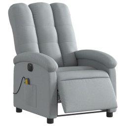 vidaXL Massagestoel elektrisch verstelbaar stof lichtgrijs