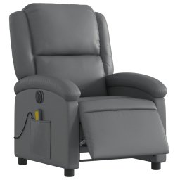 vidaXL Massagestoel verstelbaar elektrisch kunstleer grijs
