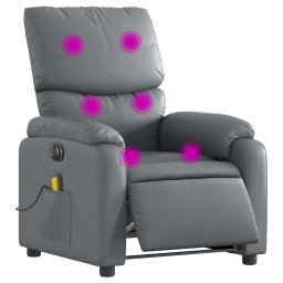 vidaXL Massagestoel verstelbaar elektrisch kunstleer grijs