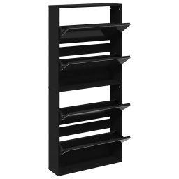 vidaXL Schoenenkast met spiegel 4-laags 63x17x134 cm zwart