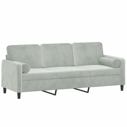 vidaXL Driezitsbank met sierkussens 180 cm fluweel lichtgrijs