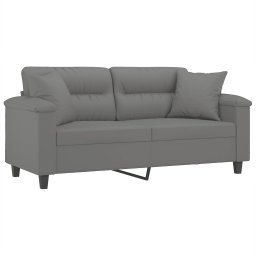 vidaXL Tweezitsbank met kussens 140 cm microvezelstof donkergrijs