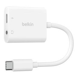 Belkin RockStar USB-C Naar 3,5 Mm Audio En Oplaad Adapter Wit