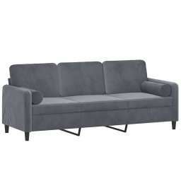 vidaXL Driezitsbank met sierkussens 180 cm fluweel donkergrijs