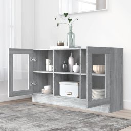 vidaXL Vitrinekast 120x30,5x70 cm bewerkt hout grijs sonoma eiken