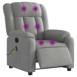 vidaXL Massagestoel elektrisch verstelbaar stof lichtgrijs