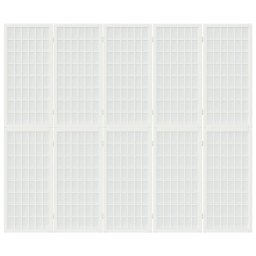 vidaXL Kamerscherm inklapbaar 5 panelen Japanse stijl 200x170 cm wit