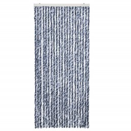 vidaXL Vliegengordijn 90x200 cm chenille blauw en wit