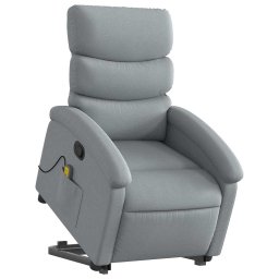vidaXL Sta-op-massagestoel verstelbaar stof lichtgrijs