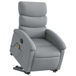 vidaXL Sta-op-massagestoel elektrisch verstelbaar stof lichtgrijs