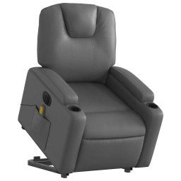 vidaXL Sta-op-massagestoel elektrisch kunstleer grijs