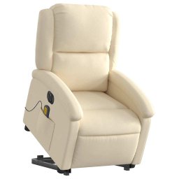 vidaXL Sta-op-massagestoel elektrisch verstelbaar stof crèmekleurig