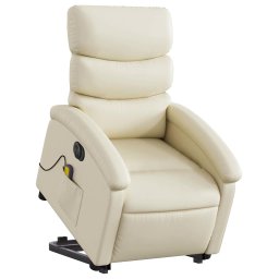vidaXL Sta-op-massagestoel elektrisch kunstleer crèmekleurig