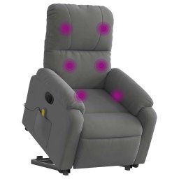 vidaXL Sta-op-massagestoel elektrisch microvezelstof donkergrijs