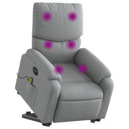 vidaXL Sta-op-massagestoel elektrisch verstelbaar stof lichtgrijs