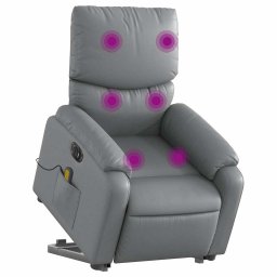 vidaXL Sta-op-massagestoel elektrisch kunstleer grijs