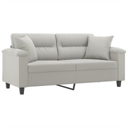vidaXL Tweezitsbank met kussens 140 cm microvezelstof lichtgrijs