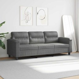 vidaXL Driezitsbank 180 cm microvezelstof donkergrijs