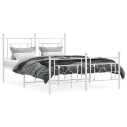 vidaXL Bedframe met hoofd- en voeteneinde metaal wit 140x190 cm