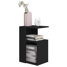 vidaXL Bijzettafel 36x30x56 cm bewerkt hout zwart