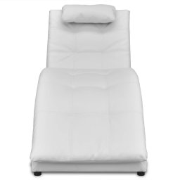 vidaXL Chaise longue met kussen kunstleer wit