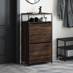 vidaXL Schoenenkast 60x34x112 cm bewerkt hout bruin eikenkleur