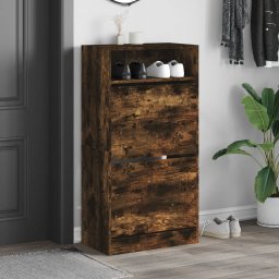 vidaXL Schoenenkast 60x34x116 cm bewerkt hout gerookt eikenkleurig