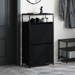 vidaXL Schoenenkast 60x34x112 cm bewerkt hout zwart