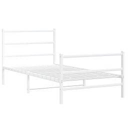 vidaXL Bedframe met hoofd- en voeteneinde metaal wit 107x203 cm