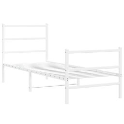 vidaXL Bedframe met hoofd- en voeteneinde metaal wit 80x200 cm