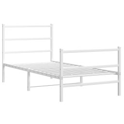 vidaXL Bedframe met hoofd- en voeteneinde metaal wit 90x190 cm