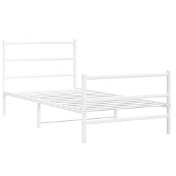 vidaXL Bedframe met hoofd- en voeteneinde metaal wit 100x190 cm
