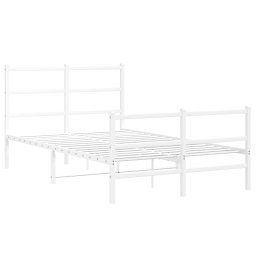 vidaXL Bedframe met hoofd- en voeteneinde metaal wit 120x190 cm