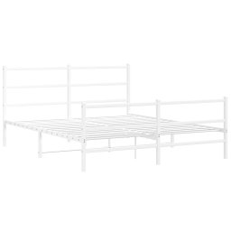 vidaXL Bedframe met hoofd- en voeteneinde metaal wit 150x200 cm