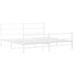 vidaXL Bedframe met hoofd- en voeteneinde metaal wit 183x213 cm